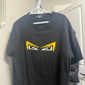 Fendi Black Tee with Bold Yellow Design